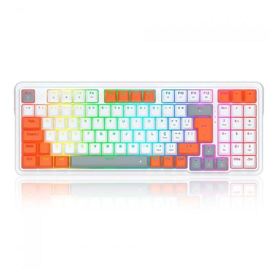 Imagem de Teclado Mecânico Gamer Redragon Gloria, RGB, Switch Vermelho, À prova de Poeira, ABNT2, Branco e Vermelho - K664WOG-RGB (PT-RED)
