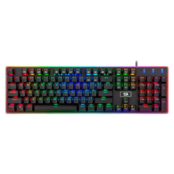 Imagem de Teclado Mecanico Gamer Redragon K595RGB Ratri / RGB / Black Switch / Usa - Preto