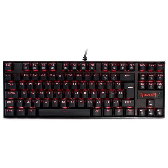 Imagem de Teclado Mecânico Gamer Redragon Kumara, Anti-Ghosting, LED Vermelho, Switch Outemu Blue, ABNT2, Preto - K552-2 (PT-BLUE)