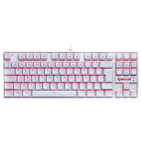 Imagem de Teclado Mecânico Gamer Redragon Kumara, Anti-Ghosting, LED Vermelho, Switch Redragon MK2 Red, ABNT2,  Branco - K552W-2 (RED)