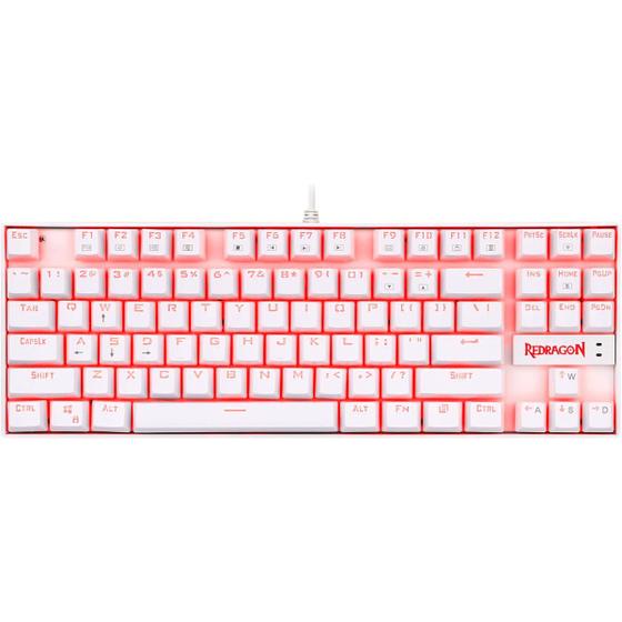 Imagem de Teclado Mecânico Gamer Redragon Kumara Branco Switch Red LED