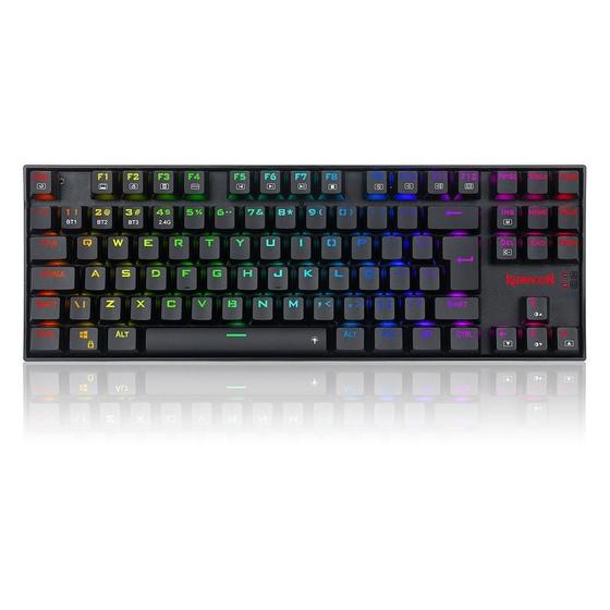 Imagem de Teclado Mecânico Gamer Redragon Kumara Pro RGB Switch Brown Wireless Bluetooth - Preto