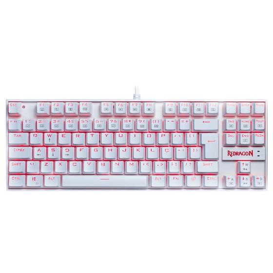 Imagem de Teclado Mecânico Gamer Redragon Kumara Single Color Branco Switch Marrom ABNT2