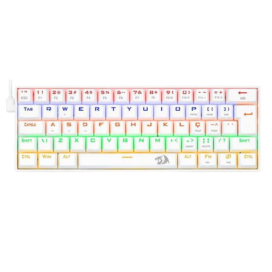 Imagem de Teclado Mecânico Gamer Redragon Lakshmi Lunar White, Rainbow, Switch Blue, Layout 60%, ABNT2, Branco - K606W-R (PT-BLUE)