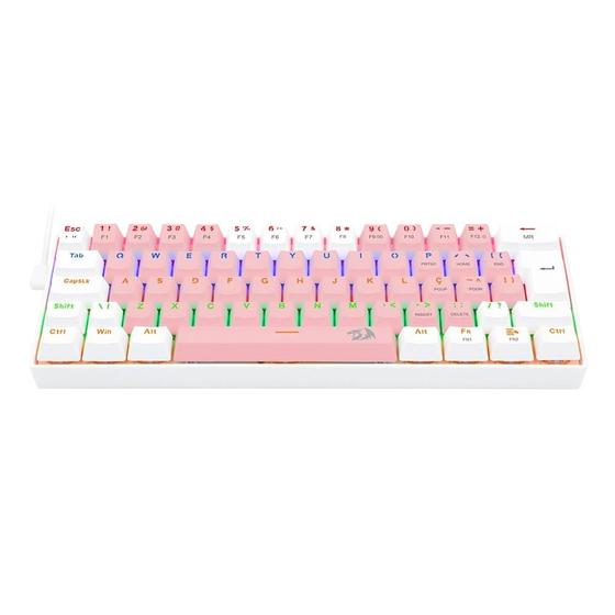 Teclado Mecânico Gamer Redragon Lakshmi, Rainbow, Switch Blue, ABNT2, Rosa e Branco - K606PW-R (PT-BLUE) Imagem de Teclado Mecânico Gamer Redragon Lakshmi, Rainbow, Switch Blue, ABNT2, Rosa e Branco - K606PW-R (PT-BLUE)