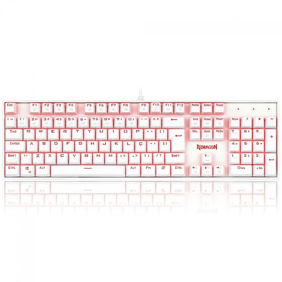 Imagem de Teclado Mecânico Gamer Redragon Mitra Branco Switch Vermelho