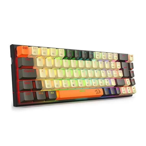 Imagem de Teclado Mecanico Gamer Redragon Ryze, Bege, Preto e Laranja