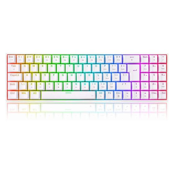 Imagem de Teclado Mecânico Gamer Redragon Zed Pro, RGB, Switch Brown, ABNT2, White
