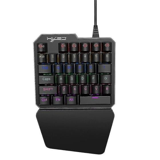 Imagem de Teclado Mecânico HXSJ J100 - 35 Teclas, Com Fio, Eixo Azul, Painel de Metal