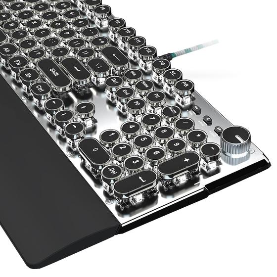 Imagem de Teclado mecânico para jogos TISHLED Typewriter com LED branco