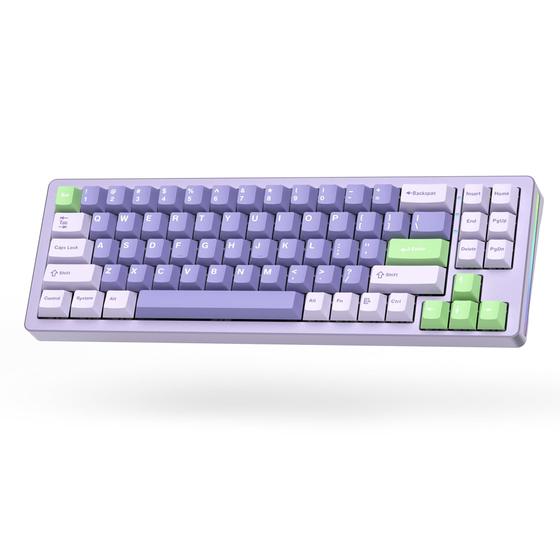 Imagem de Teclado Mecânico para Jogos Womier S-K71 75% Sem Fio - Layout Roxo