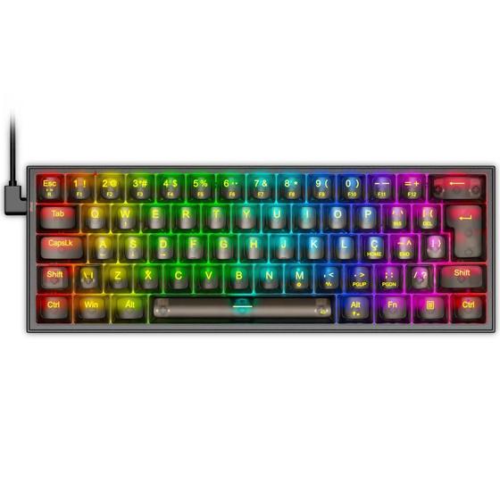 Imagem de Teclado Mecânico Redragon Fizz RGB Clear Black Switch Crystal