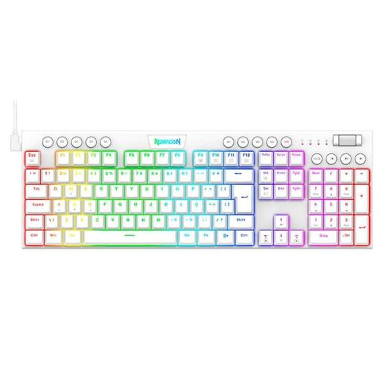 Imagem de Teclado Mecânico Redragon Horus RGB Low Profile Switch Brown USBBranco - K619W-RGB