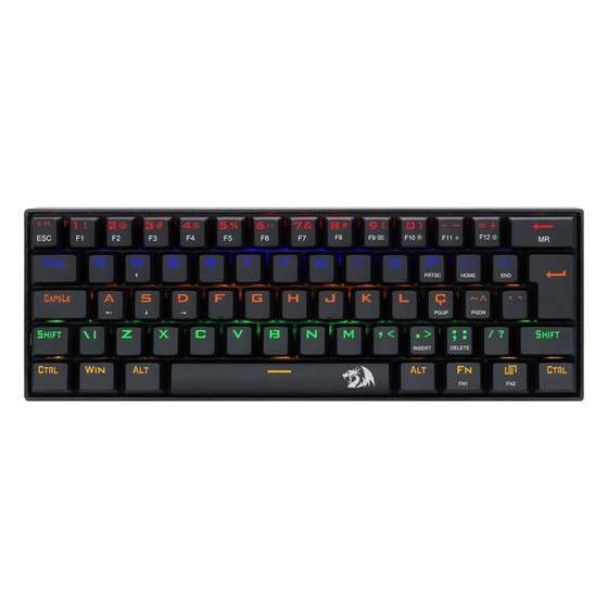 Imagem de Teclado Mecânico Redragon Lakshmi 60%, Rainbow, Switch Blue Redragon, ABNT2, Preto - K606R (PT-BLUE)