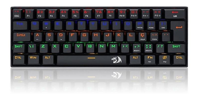 Imagem de Teclado Mecânico Redragon Lakshmi K606 Rainbow Usb Teclado