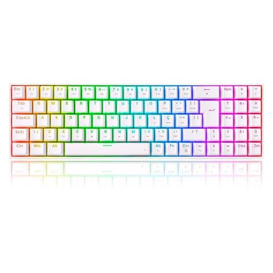 Imagem de Teclado Mecânico Redragon Zed Pro, RGB, Switch Brown, Bluetooth, ABNT2, Branco - K627P-WNS-W (PT-BR)