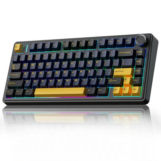 Imagem de Teclado Mecânico Sem Fio AULA F75 75% com Retroiluminação RGB