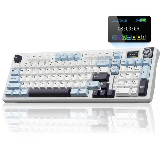 Imagem de Teclado Mecânico Sem Fio AULA S98 Pro com Tela Inteligente