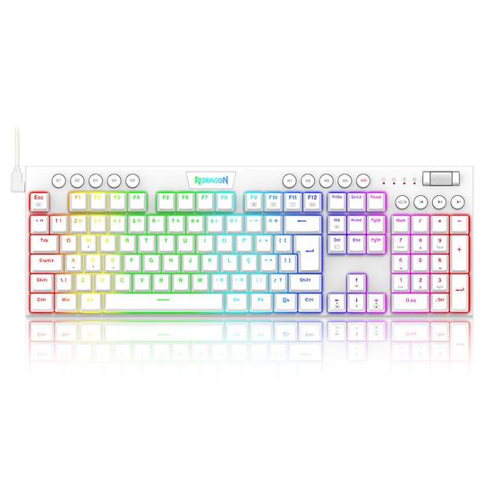 Imagem de Teclado mecanico usb gamer horus rgb switch brown redragon k619w-rgb branco