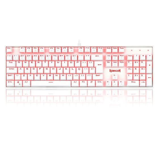 Imagem de Teclado mecanico usb gamer mitra led vermelho switch red redragon k551w branco
