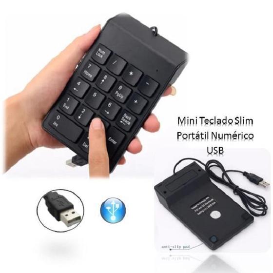 Imagem de Teclado Mini Slim Portátil Usb Com Fio Numérico