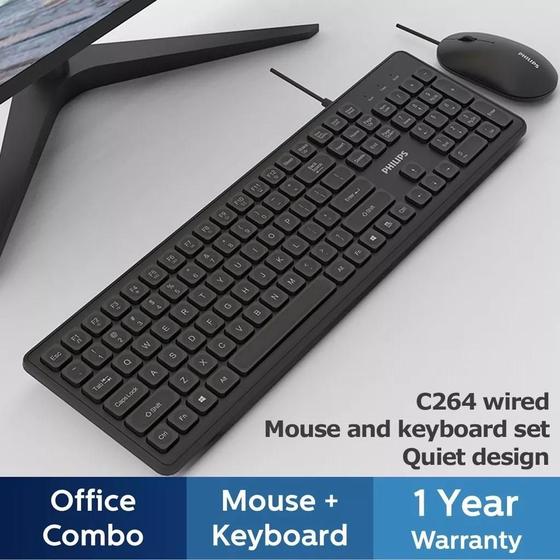 Imagem de Teclado + Mouse Com Fio Philips - C264 Kit Usb