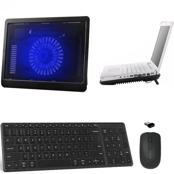 Imagem de Teclado, Mouse e Suporte Cooler para Notebook Positivo Preto