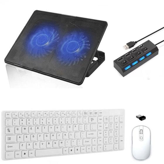 Imagem de Teclado, Mouse, Suporte Cooler 2x Hub Notebook MSI - Branco