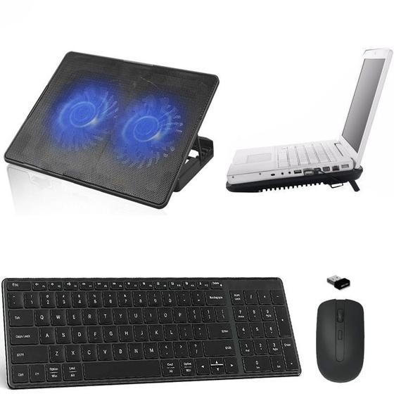 Imagem de Teclado, Mouse, Suporte Cooler Duplo Notebook Asus - Preto