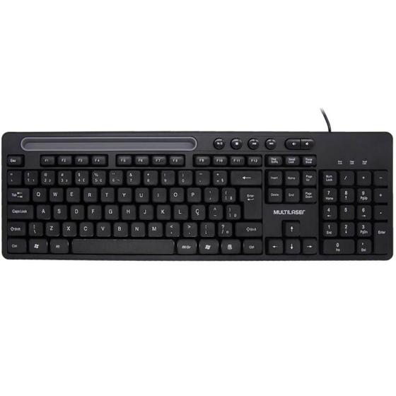 Imagem de Teclado Multimidia Office Usb Preto Com Apoio Para Smartphone Tc262