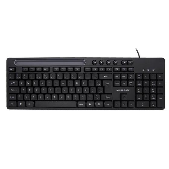 Imagem de Teclado Multimídia Office USB Preto com Apoio para Smartphone - TC262