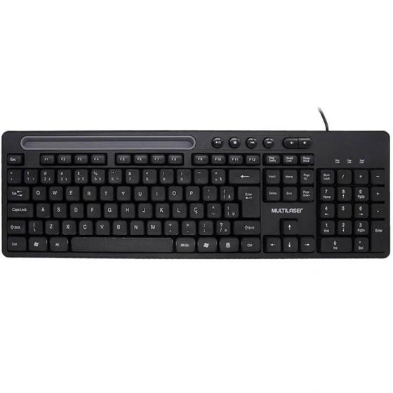 Imagem de Teclado Multimídia Office Usb Preto Com Apoio Smartphone