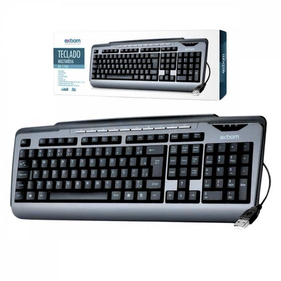 Imagem de Teclado Multimídia Semi Mecânico Plug & Play ABNT2 Exbom BK-170M