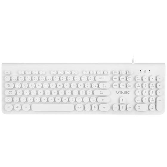 Imagem de Teclado Multimidia USB Dynamic Circle ABNT2 Teclas Redondas Cabo USB 1.8M Branco - DC110B