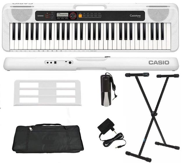 Imagem de Teclado Musical Casio Casiotone CT-S200 61 Teclas Branco + Suporte + Capa + Pedal