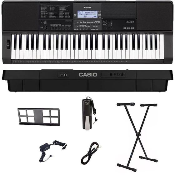 Teclado Musical Casio CT-X800 USB 61 teclas + Suporte + Pedal + Cabo P10 Menor preço em Teclado Musical Casio CT-X800 USB 61 teclas + Suporte + Pedal + Cabo P10