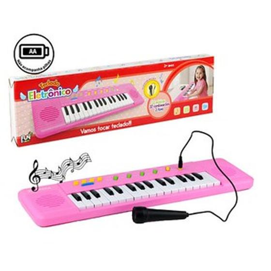 Imagem de Teclado Musical Infantil com Microfone Rosa  - 59461