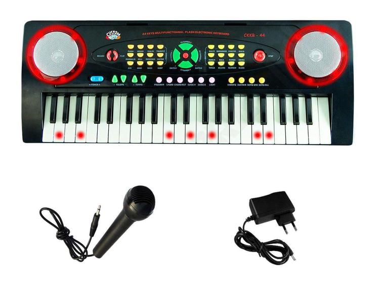 Imagem de Teclado Musical Kids CKKB44 44 Iluminadas + Microfone Kit