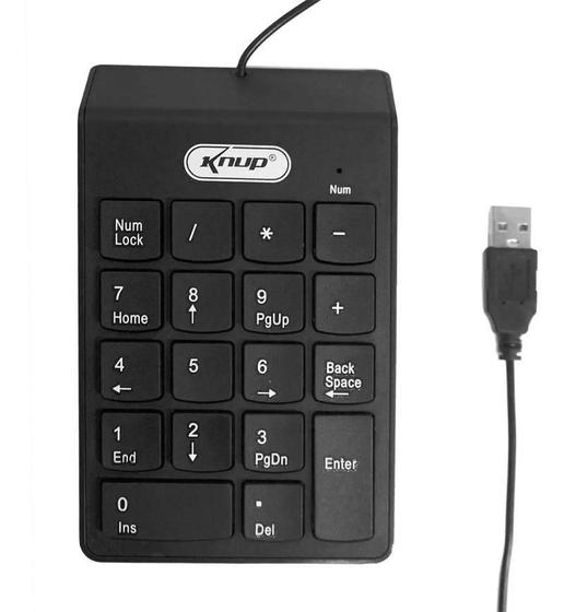 Imagem de Teclado Numérico Usb Preto Plug And Play Knup Kp-2003A