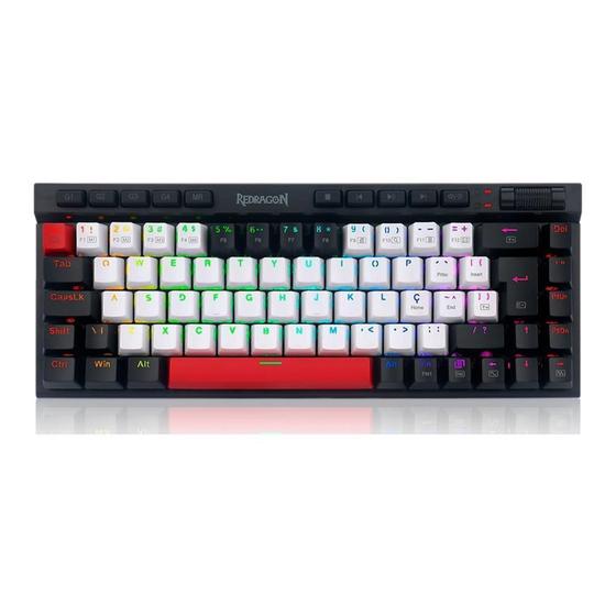 Imagem de Teclado Optico Gamer MAGIC-WAND RGB, Switch Brown, Layout 65%, Branco, Preto e Vermelho K635WBR-RGB