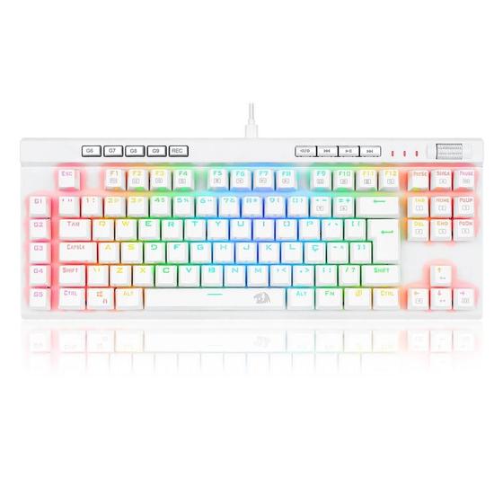 Imagem de Teclado Óptico Gamer Redragon Magic-Wand PRO RGB, RGB, Switch Vermelho, ABNT2, 12 Teclas Multimídia, Branco - K587W-RGB-PRO (PT-RED)