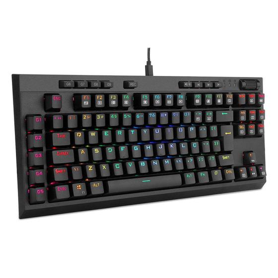 Imagem de Teclado Óptico-Mecânico Gamer Redragon BroadSword Pro RGB, Switch Redragon Blue, ABNT2 - K588 RGB