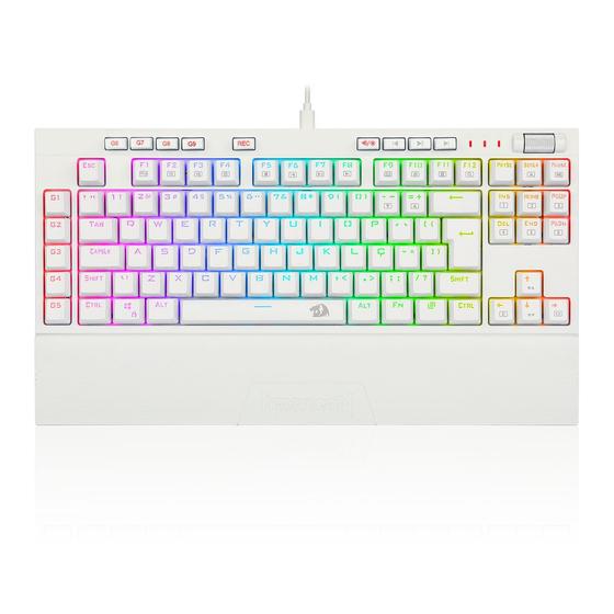 Imagem de Teclado Óptico Mecânico Redragon Broadsword Pro, RGB, Switch Vermelho, ABNT2, Branco