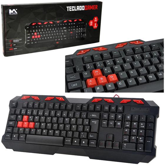 Imagem de Teclado para computador gamer com fio usb maxmidia 115 teclas na caixa