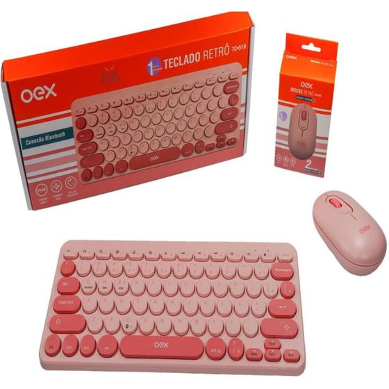 Imagem de Teclado Para Jogo Silencioso Tc510 Oex Pink Retro Bluetooth