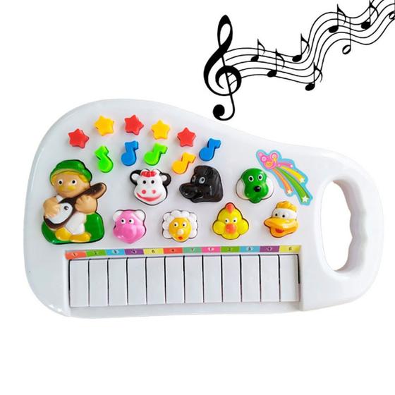 Imagem de Teclado Pianinho Infantil Fazenda com Músicas Pré Programadas 12 Teclas + Botões