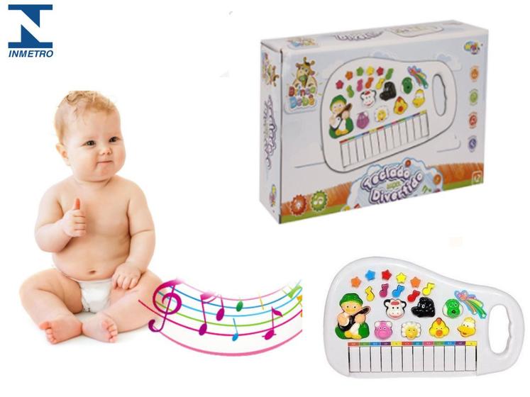 Imagem de Teclado Piano infantil Musical  Bichos Infantil Sons Eletrôn