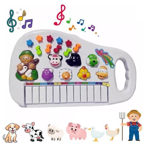 Imagem de Teclado Piano Infantil Musical Luz Som Bicho Animais Bebe