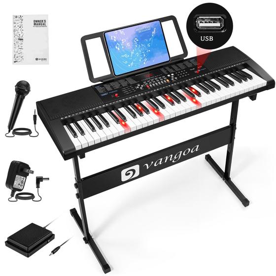 Imagem de Teclado Piano Vangoa VGK6101 61 teclas com suporte, microfone e USB preto