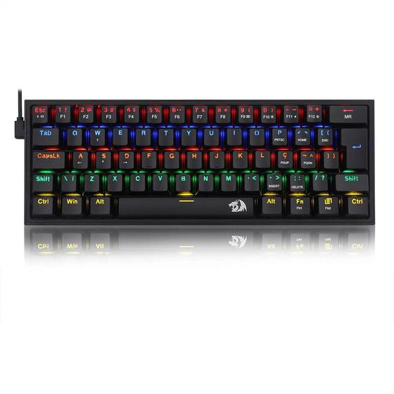 Imagem de Teclado Redragon Fizz Gamer Mecânico Rainbow Switch Brown Preto - K616-RGB-B (PT-BROWN)